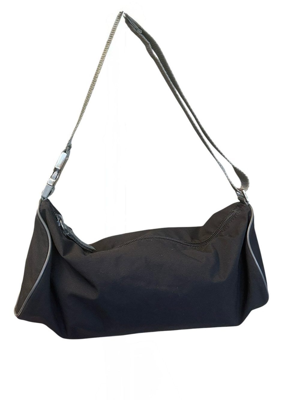 Vintage Y2K Prada Sport Logo Mini Duffel Barrel Bag Nylon Black Silver Hardware - Picture 4 of 14